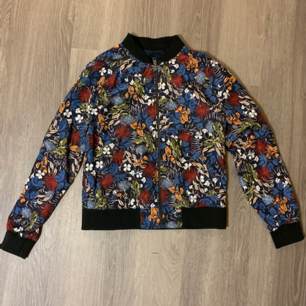 Reversible zip up flower print jacket